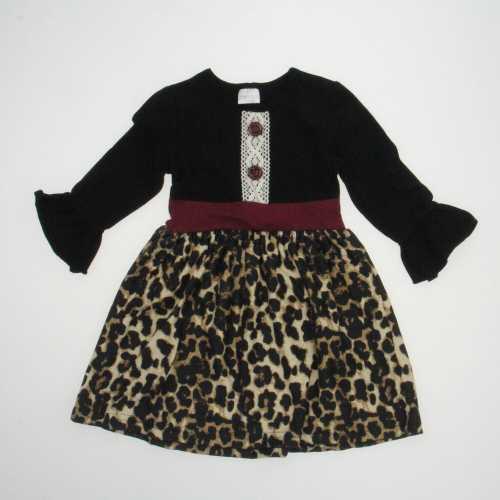 Unknown Brand Girls Black | Animal Print Dress size: 2T
